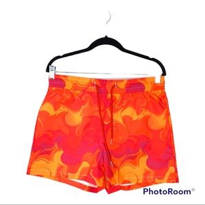 Womens track short orange swirl tie dye